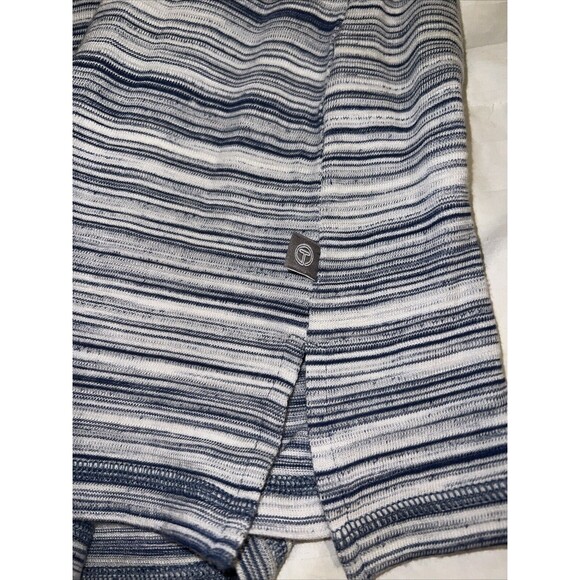T by Talbots Women Top Med Gray Zip 3/4 Sleeve Striped Knit Pocket Stretch Light - Picture 10 of 12